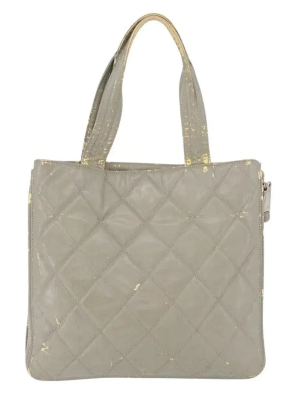 CHANEL Tote Bag Patent leather Gray CC Auth bs22950
